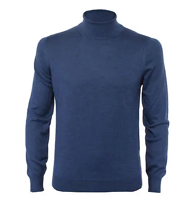NWT BARBA NAPOLI Turtleneck SWEATER Dolcevit Wool Blue 2-ply Luxury Italy 46 XS • $111.30