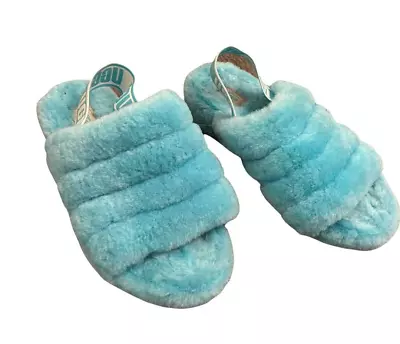 UGG Fluff Yeah Teal Blue Slide Slippers House Shoes Size 7 • $21.95