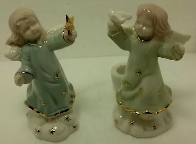 Pair Ceramic Angel/cherub Candle Holders Great Design And Details Unbranded Used • $14.99
