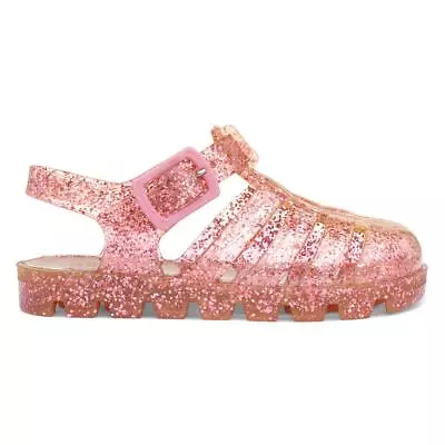 Walkright Girls Sandals  Pink Kids Flat Buckle Flexible Glitter Jelly Weymouth • £7.99