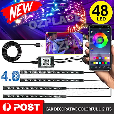 4X 48LED RGB Car Interior Footwell LED Strip Lights USB Remote Control Music AU • $11.85