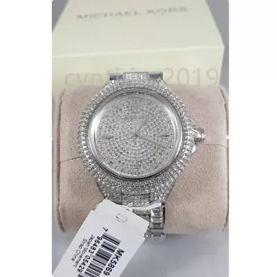 New Michael Kors MK5869 Camille Silver Crystal Pave Glitz Dial Women's Watch • $120