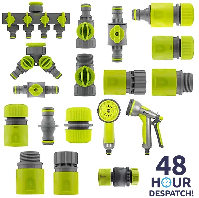 Garden Hose ALL Connectors Fittings Universal Standard Hozelock Compatible Lime • £5.85