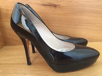 £45 • Buy L.K. Bennett London Black Patent Leather Sledge High Heel Court Shoes Size 7 40