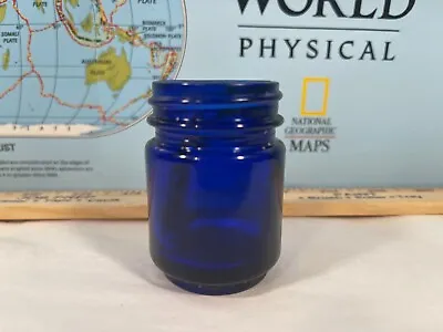 Vintage Vicks Vaporub Cobalt Blue 2-1/4  Glass Bottle EMPTY No Cap • $4.76