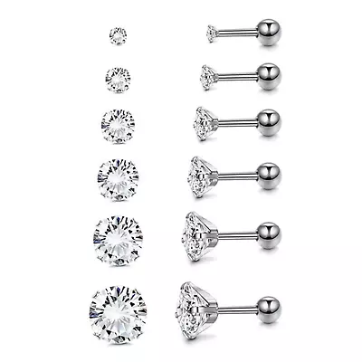 10pcs/lot 16G/20G Surgical Steel Round Clear Zirconia Earrings Piercing Jewelry • $6.88