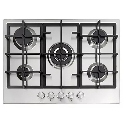 £159.99 • Buy Cookology GH705SS 70cm 5 Burner Gas Hob& Wok Burner In Stainless Steel