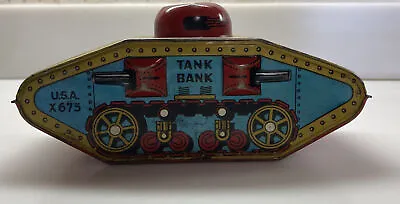 Vintage Marx Tin Military Toy Bank U.S.A  X675 Superb And Complete • $65