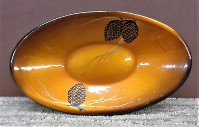 Vintage Evans Marked Bronze Enamel & Black Metal Pine Cone Oval Footed Dish NICE • $21