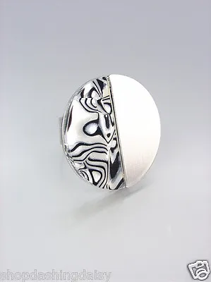 NATURAL Mother Of Pearl Shell Inlay Silver Satin Metal Ring • $13.59