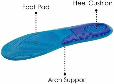 Work Boots Gel Insoles Shoe Inserts Orthotic Arch Support Pads Massaging Feet • £2.99