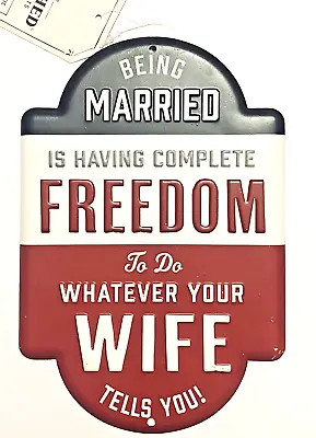 Funny Sign Husband Wife Freedom Bachelor Party Engagement Housewarming Gift 8x6  • $16.45