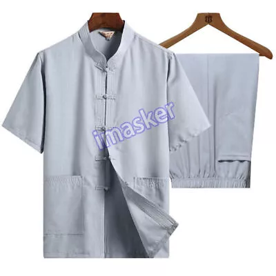 Mens Traditional Chinese Tang Suit Set Martial Arts   Wingchun Uniform • $24