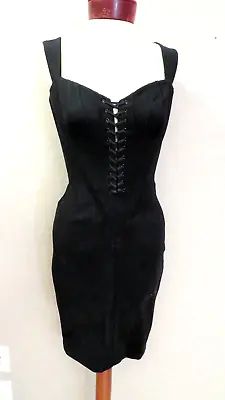 Vicky Tiel Women's XS 2 4 Vintage Stretch Bodycon Dress Boned Laced Black France • $369