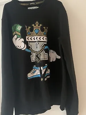 BECK & HERSEY Size Large Black Sweatshirt Mascot Front Print Design King • £8