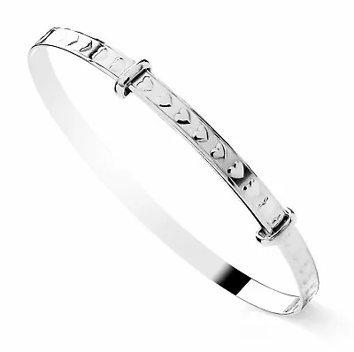 925 Sterling Silver Heart Ladies Expanding Bangle - 925 Silver - Gift Boxed • £16.95