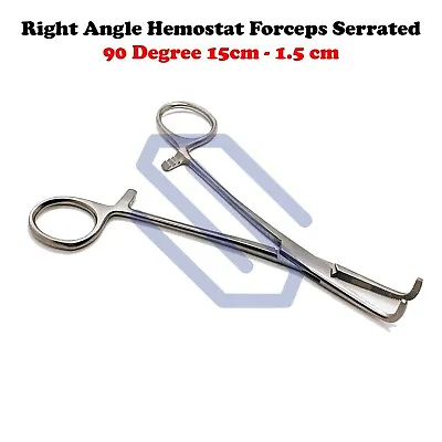 Right Angle 90 Degree Hemostat Forceps 15cm - 1.5cm Fine Point Serrated • $14.96