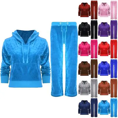 Women Hoodie Hooded Velvet Velour Jogging Ladies Bottom Top Loungewear Tracksuit • £14.99