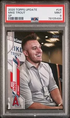 Mike Trout 2020 Topps Update #u4 Short Print Variation Sp Psa 9 • $36