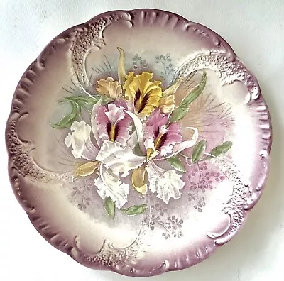 Cir 1885-1920 Franz Anton Mehlem Royal Bonn  Germany Irises Plate Mint Cindition • $38