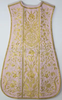 Rose  Spanish Fiddleback Vestment & Mass Set With Vintage  Embroidery Pattern • $487.49