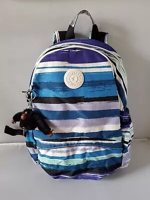 £86.39 • Buy Kipling Basic EWO Camila Joyfull Stripes Blue Large Backpack School Travel Bag