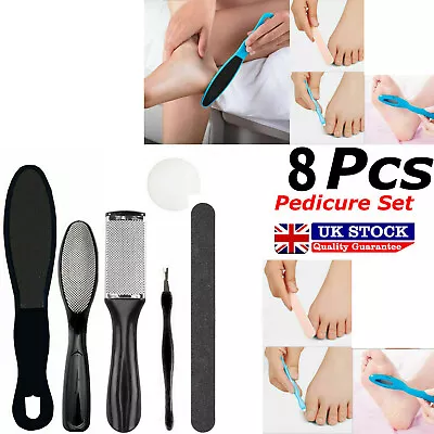 8Pcs Foot Rasp File Scrubber Hard Dead Rough Skin Callus Remover Set Pedicure • £5.95