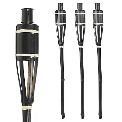 £11.99 • Buy 3/6Pcs 65cm Black Bamboo Tiki Torch Outdoor Garden Oil Paraffin Patio Light