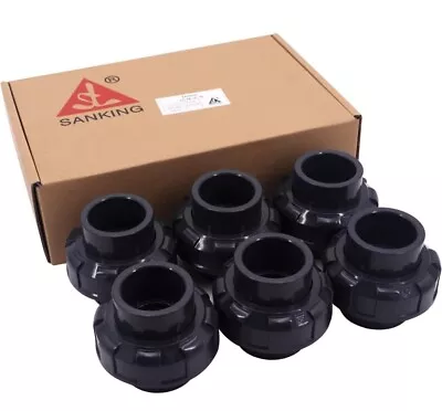 6 Pack - PVC Union 1-1/2 Inch PVC Pipe Fittings SCH 80 1-1/2’’ Socket Box Of • $59.99