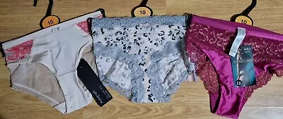 M&S Ladies 3 X BRAZILIAN Knickers/underwear WATERMELON/PINK/MAGENTA Size 10 BNWT • £13.99