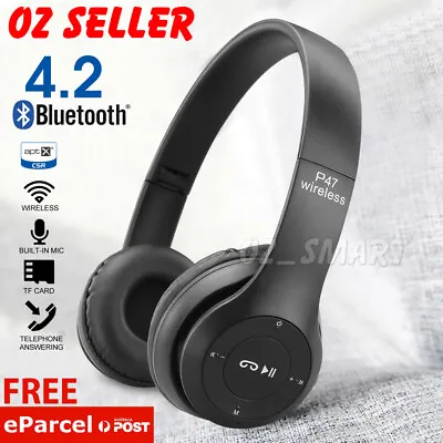 Wireless Headphones Bluetooth Earphones Headset Rechargeable With Mic AU • $19.95