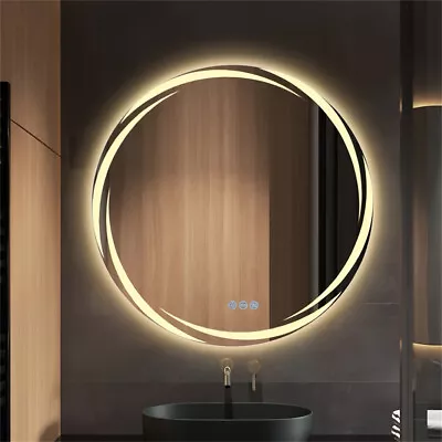 XXL Bathroom Mirror Round HD Backlit Vanity Mirror Dimmable Anti Fog Waterproof • $119.93