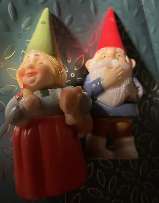 Vintage Gnome Man & Women Set 3” Plastic Uniboek Granny Core Cottage • $12.99