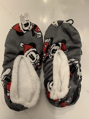 Disney Mickey Mouse Santa Holiday Slippers/Grippers. One Size 5-9 • £9.50