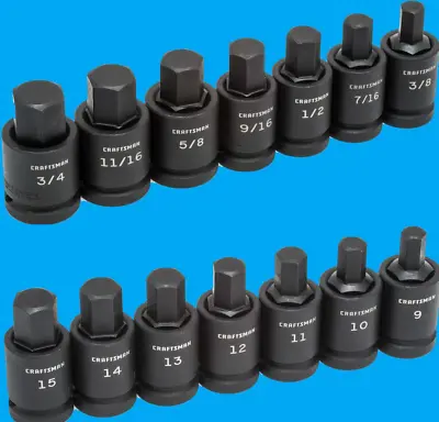 Craftsman 1/2 Drive Impact 14 Piece HEX ALLEN Key Bit Socket Set 7 Metric MM SAE • $89.95