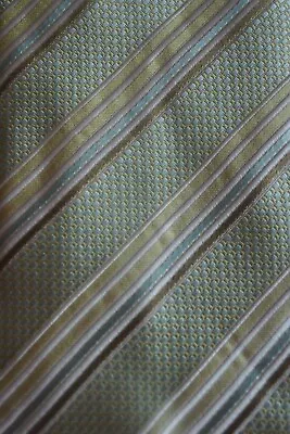 £34.99 • Buy Ermenegildo Zegna Silk Tie Light Green Yellow White Blue Stripes And Micro Dots