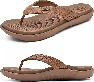 Size 10 KuaiLu Women's Yoga Flip Flops With Arch Support Thong Sandals Non-Slip • $24.26