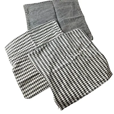 2 IKEA Velvet Houndstooth & 1 Denim Zip Throw Pillow Covers 19x19” Square Cases • £32.25