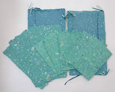 Handmade Vintage Green Artisan 6 Writing Paper + 6 Envelopes + Blue Folder • $14