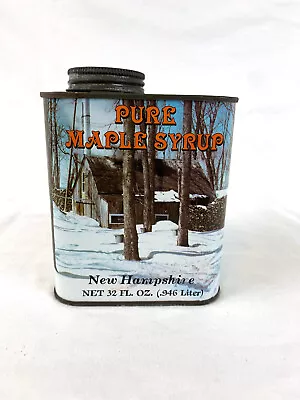 New Hampshire MAPLE SYRUP 1 Quart METAL TIN CAN Graphic Advertising - VINTAGE  • $7.99
