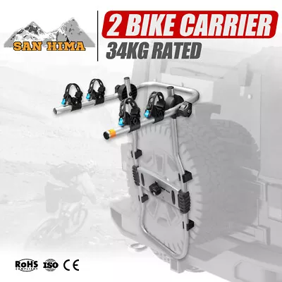 SAN HIMA 2 Bike Carrier Rack For Spare Wheel Mount Bicycle Carrier Rear SUV 4x4 • $139.95