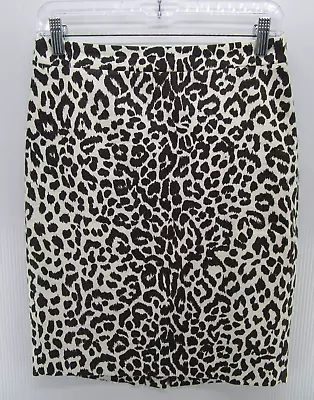 J Crew Skirt Women 00 White Straight Pencil Animal Print Career Casual Zip Up * • $9.51