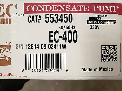 Little Giant EC-400 Mini Condensate Pump 553450 230V • $74.24