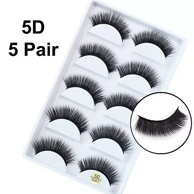 5 Pairs False Eyelashes Long Thick Natural Fake Eye Lashes Set Mink Makeup (W41) • £4.39