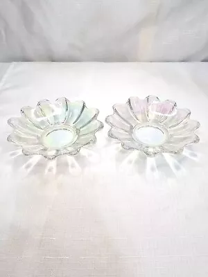 Vintage Federal Moonglow Iridescent Carnival Glass Bowl Candy Dish Set Of 2 • $20