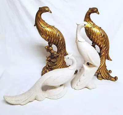 $38.99 • Buy Estate Cleanout #114 -Lot Of 4 Vintage Peacocks Figurines MCM Syroco Spatterware