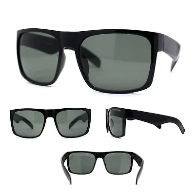 Mens Tempered Glass Lens Flat Top Rectangle Gangster Shade Sunglasses • $9.95