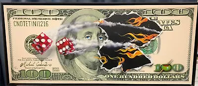 Michael Godard $100 BILL W/DICE S/N SNAKE EYES Giclee Canvas #98/200 Signed Back • $1381.23