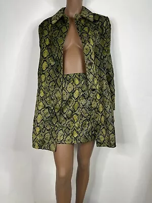 Vtg Versace Jeans Couture Green Python Print Skirt Suit S • $365