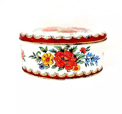 Daher Tin Canister - Long Island NY - Made In England # 11101 - Vintage Flowers • $17.64